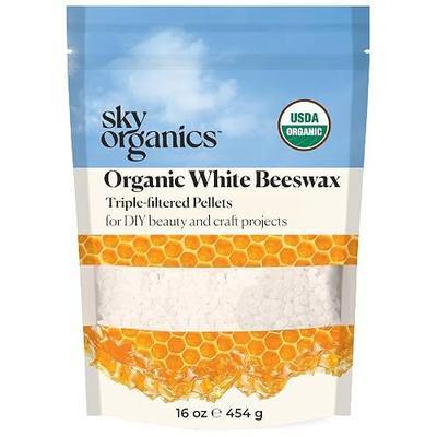 Sky Organics - Organic White Beeswax - DIY Home Essentials - Beauty, Skin Care, & Crafts - Candle Making Supplies - Make Lip Balm, Candles, Soap, Lotion, Cream, Body Butter - Mild Natural Scent, 16oz