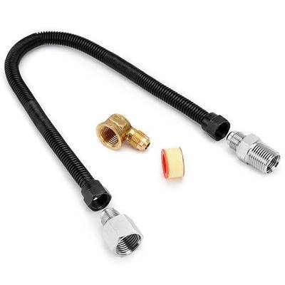 Stanbroil 3/8" X 18" Non-Whistle Flexible Flex Gas Line Kit with Brass Ends | for Natural Gas or Liquid Propane Fire Pit and Fireplace