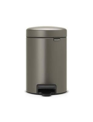 Brabantia Step-On XS Trash Can | Platinum | 0.8 Gallon / 3L | Bathroom, Bedroom, Office Trash Can with Light Pedal Opening, Handle & Removable Inner Bucket | 6.6 x 9.3 x 10.4 | + Trash Bags