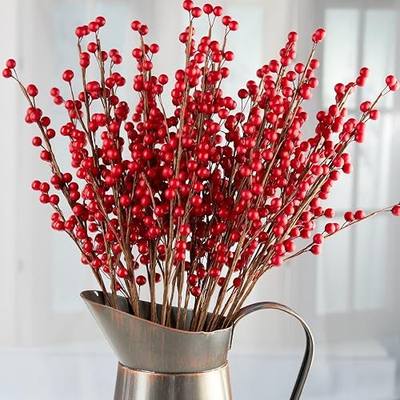 Factory Direct Craft Package of 24 Rich Red Artificial Berry Stems | 22" Red Berries Wire Branch Sprays for Christmas Tree Decoration, Holiday Decorating, Flower Arrangements and DIY Crafts