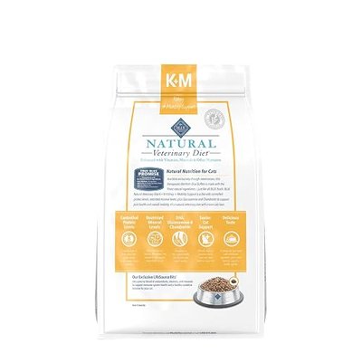 Blue Buffalo Natural Veterinary Diet K+M Kidney + Mobility Support Dry Cat Food, Chicken 7-Lb Bag