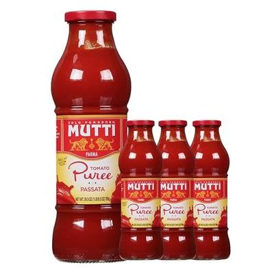 Mutti Tomato Puree (Passata), 24.5 oz. | 4 Pack | Italy’s #1 Brand of Tomatoes | Fresh Taste for Cooking | Canned Tomatoes | Vegan Friendly & Gluten Free | No Additives or Preservatives