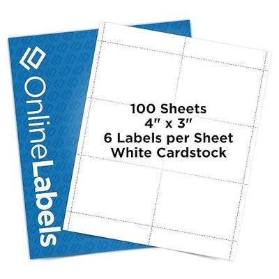 OnlineLabels 4" x 3" Name Badges - Cardstock - 100 Sheets | No Adhesive Backing, Blank Rectangle Name Badges, Inkjet & Laser Compatible, Ideal for Conferences & Trade Shows