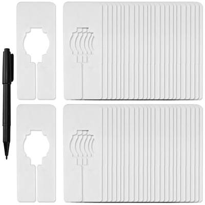 Blulu 50 Pack Closet Rack Dividers Rectangular with a Marker Pen White Clothing Hanger Dividers Writable and Reusable for Sorting Clothing Size, Color