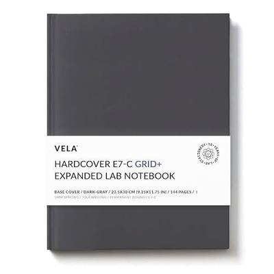 Vela Sciences Advanced E7-C Expanded Hardcover Lab Notebook, 9.25 x 11.75 in (23.5 x 30 cm), 144 Pages, Permanent Bound, 70lb Heavyweight Paper (1-Pack, Grid+)