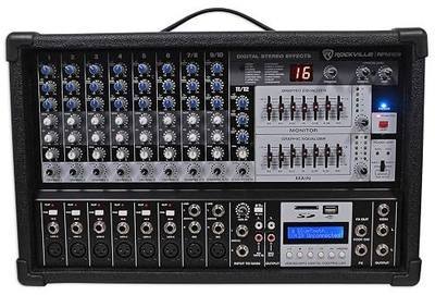 Rockville 12 Channel 4800w Powered Mixer, 7 Band EQ, Effects, USB, 48V (RPM109)