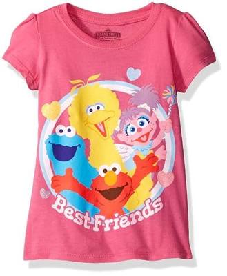 Sesame Street Girls' Toddler Girls' Best Friends Short-Sleeved Puff T-Shirt