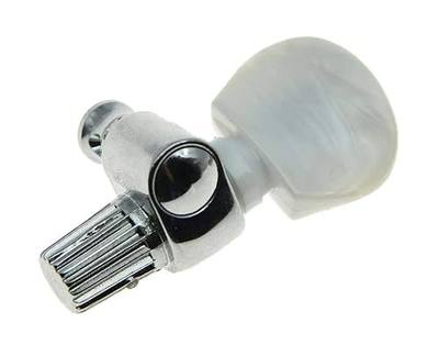 KAISH Chrome 5th Banjo Geared Tuner Tuning Keys Peg Machine Heads w/Pearl Button