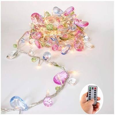 Battery Fairy String Lights Acrylic Gems Jewels String Lights with Remote | 9.8Ft 30 LED Battery Fairy Lights Crystal Ornaments with Dimmable Timer 8 Modes for Bedroom Wedding Party Whimsical Decor