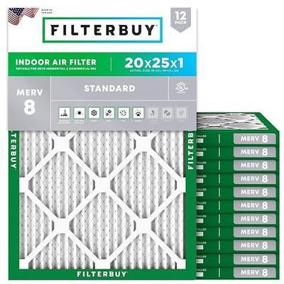 Filterbuy 20x25x1 Air Filter MERV 8 Dust & Allergy Defense (12-Pack) | Electrostatic Pleated HVAC AC Furnace Filters Replacement, Made in USA (Actual Size: 19.50 x 24.50 x 0.75)