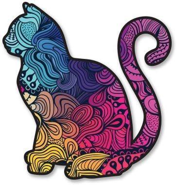 Cat Colorful Pattern Cute Trendy Sticker, 2.5 in