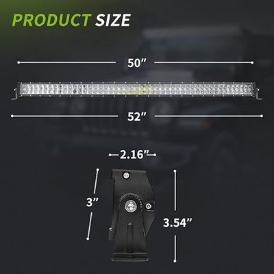AUTOSAVER88 50" 4D Curved LED Light Bar 400W IP68 Spot Flood Combo | IP68, 40000LM 4D Curved Spot Flood Combo, 10ft Harness, Tempered Glass Lens, 400W Offroad Boat