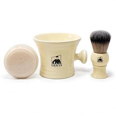GENTS Heavy Duty Ceramic Shaving Set – Classic Grooming and Beard Shaving Kit for Men, Ceramic Shave Mug, 3 oz Natural Shaving Soap and Shaving Brush