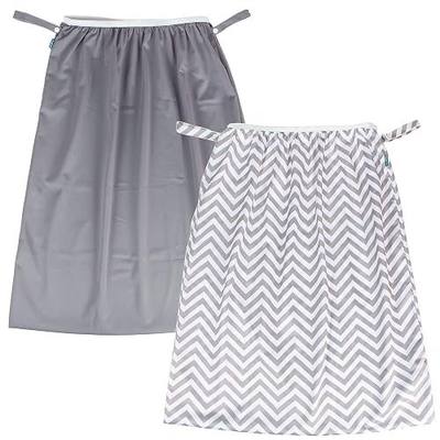 Teamoy 2 Pack Pail Liner for Cloth Diaper, Gray Chevron+Slate | Reusable Washable Diaper Pail Wet Bag for Dirty Diapers