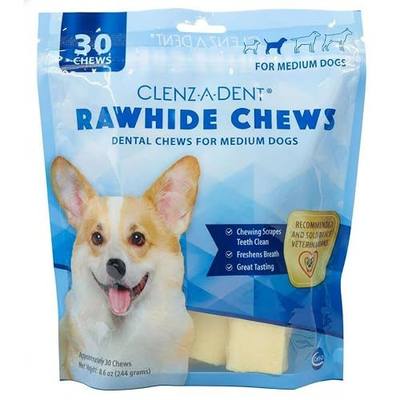 Clenzadent Rawhide Chews for Dogs Medium (30 ct) by Clens-a-dent