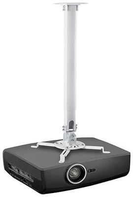 Mount-It! Projector Ceiling Mount, 30 lbs, White, Long | Universal bracket with 360 full motion tilt, swivel & rotate, adjustable pole height 21-34.5".