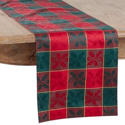 Red/Green Plaid Christmas Holiday Design Table Runner, 14" X 72" Rectangular, 100% Polyester, (1 Piece).
