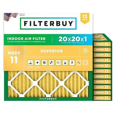 Filterbuy 20x20x1 Air Filter MERV 11 Pet & Allergy Defense (12-Pack) | Electrostatic Pleated HVAC AC Furnace Filters Replacement, Made in USA (Actual Size: 19.50 x 19.50 x 0.75)