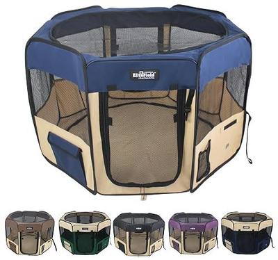 EliteField 2-Door Soft Pet Playpen for Dogs and Cats (2-Year Warranty) | 600D Fabric, Washable Floor Mat & Top Cover, Indoor/Outdoor, Carrying Bag, Ground Stakes, Zipper Locks