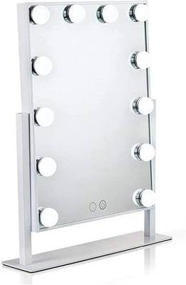 Waneway Lighted Dresser Mount Vanity Mirror with 12 x 3W Dimmable LED Bulbs and Touch Control Design, Hollywood Style Makeup Cosmetic Mirrors with Lights, White