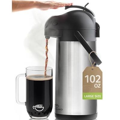 Cresimo Coffee Carafe with Pump 102oz / 3L Airpot Large Hot Water Dispenser | 12 Hours Hot Cocoa Dispenser for Parties,Tea Flask, Insulated Stainless Steel Airpots for Hot Beverage Dispenser Coffee Pump