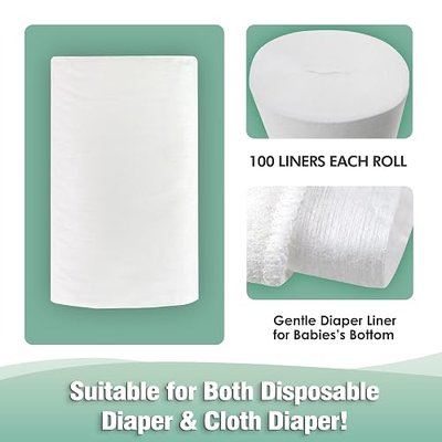 wegreeco Unscented Diaper Liners - Fragance Free and Chlorine Free Cloth Diaper Liners - 100 Sheets Per Roll (2 Roll)
