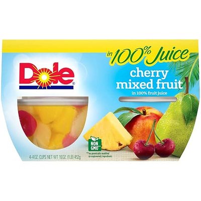 DOLE FRUIT BOWLS Cherry Mixed in 100% Fruit Juice, 4 Ounce (Pack of 4)