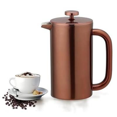 8-Cup Double Wall Insulated Stainless Steel French Coffee Press, 32-Ounce Durable Coffee Tea Maker with Stainless Steel Plunger, Copper