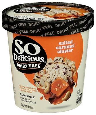 So Delicious Dairy Free Cashew Milk Frozen Dessert, Salted Caramel Cluster, Vegan, Non-GMO Project Verified, 1 Pint