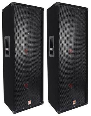 Rockville RSG12.2 Dual 12" 3-Way 4-Ohm Passive DJ PA Speaker, 2-Pack | 2000W Peak / 1000W RMS, SpeakON / 1/4" Inputs, Piezo Tweeters, Compression Horn, 102dB, Trapezoidal Cabinet, Pro Audio