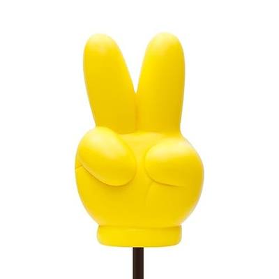 Yellow Victory V-Finger Antenna Topper Ball EVA Foam Car Styling Roof Ornament (V-Finger)