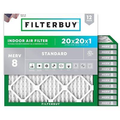 Filterbuy 20x20x1 Air Filter MERV 8 Essential Dust & Allergy Defense (12-Pack), Electrostatic Pleated HVAC AC Furnace Filters Replacement, Made in USA (Actual Size: 19.50 x 19.50 x 0.75)