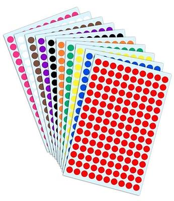 3000 Pieces, Small Colored Dot Round Stickers Labels - 10 Colors, 0.375"