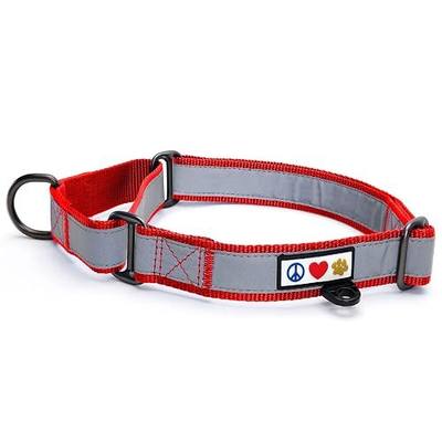 Pawtitas Red Reflective Martingale Dog Collar, Medium