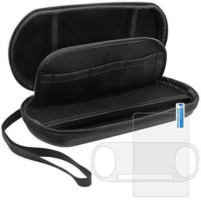 AFUNTA ProProtective Case for Sony Playstation Vita 2000 with Screen Protectors, Tempered Glass for Front Screen and PET Film for The Back, 1 Carrying EVA Case for PS Vita PSV Console