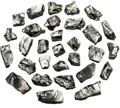 Elite Noble Shungite Stones - Silver Bulk Lot Natural 30 pcs 1-4g - Water Purification & Jewelry Making - High Concentration of Carbon Fullerenes C60