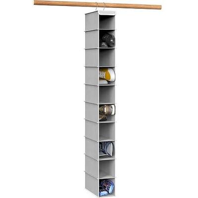 Simple Houseware 10 Shelves Closet Hanging Shoe Organizer, Gray | Dual Metal Hooks, Holds Up to 20 lbs, for Narrow Space