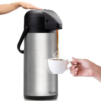 Coffee Carafe for Keeping Hot - 102oz/3L Airpot Coffee Dispenser with Pump - Insulated Stainless Steel Hot Beverage Dispenser for Parties - Thermal Carafe for Hot Drinks Water Tea Chocolate