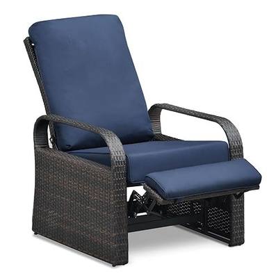 ATR ART TO REAL Indoor Outdoor All-Weather PE Wicker Adjustable Reclining Lounge Chair with Durable Aluminum Frame and Removable Soft Cushion, Luxury Comfortable for Home Reading Sunbathing