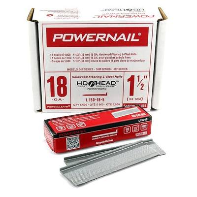 Powernail L150185 18-Gauge 1-1/2-Inch Length Powercleats L-Cleat Flooring Nails (Case of 5-1000ct Boxes)