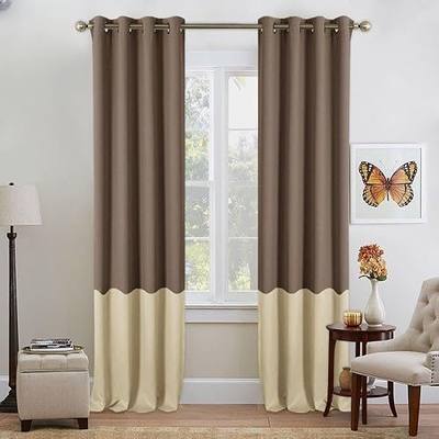 NICETOWN 2 Tones Blackout Draperies Curtains - Home Fashion Color Block Thermal Insulated Grommet Color Block Blackout Drapes for Sliding Door (2 Pieces, 52 inches X 84 inches, Taupe & Beige)