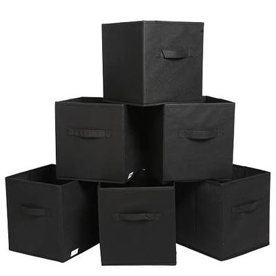Finnhomy Foldable Storage Cube Fabric Basket Bins Cloth Folding Box Closet Drawers Container Dresser Basket Organizer Shelf Collapsible for Underwear Sock Bra Tight Kids Toy, Set of 6, Black