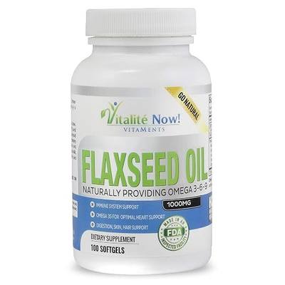 Vitalité Now! Organic Flaxseed Oil Softgels Cold Pressed 1000mg 100 Count