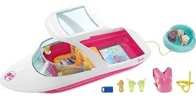 Barbie Floating Dolphin Magic Boat with Glass Bottom, 3 Puppies, Floating Raft and Accessories