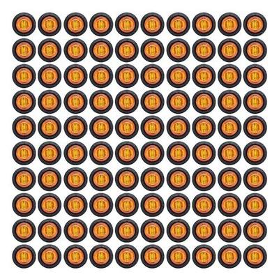 TMH (Pack of 100 3/4 Inch Mount Amber LED Clearance Button Marker lights Side LED marker lights for trailer Truck RV Car Bus Van 12V DC