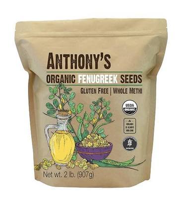 Anthony's Organic Fenugreek Seeds, 2 lb, Whole Methi Seeds, Gluten Free, Non GMO, Non Irradiated