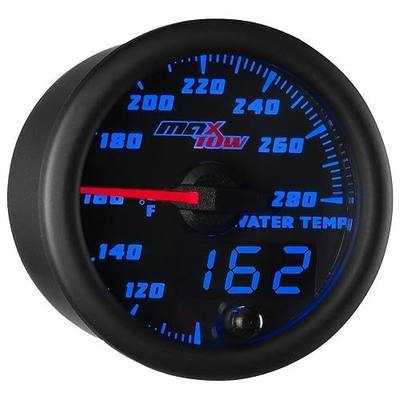 MaxTow Black & Blue 280F Water Coolant Temperature Gauge Kit, 2-1/16" 52mm | Double Vision Display with Analog & Digital Readouts, Includes 1/8-27 NPT Electronic Temp Sensor & Wiring, For Trucks
