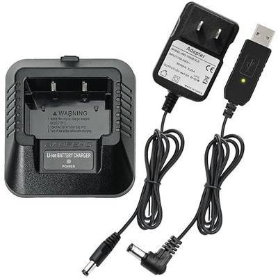 Baofeng UV-5R BF-F8HP Charger Base Ham Two-Way Radio Charger 100v-240v with US Adapter + USB Charger Cable for UV-5R Series Walkie Talkie Accessories