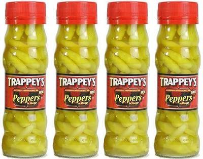 Trappeys Peppers in Vinegar, Hot, 4.5 oz (Pack of 4)