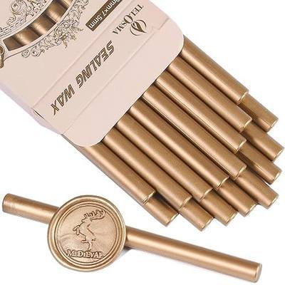 Classic Antique Gold Sealing Wax Stick, Wax Seal Stick for Mini Glue Gun, DIY Wedding Invitation Decoration - Pack of 16 | Wax Seal Stick, Vintage gold tone, 0.7-inch diameter, For DIY wedding invites, Envelope sealing, Mini glue gun compatible